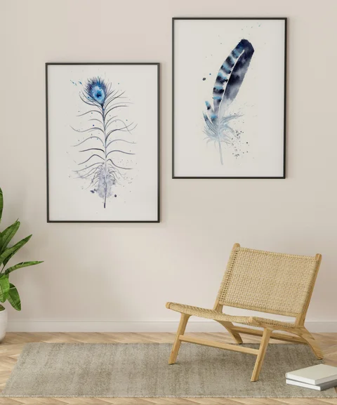 Image of a feather watercolor painting by Shayna Larsen, originals & prints available