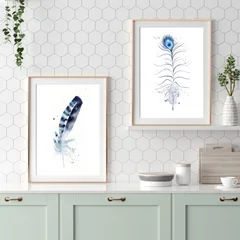 Image of a feather watercolor painting by Shayna Larsen, originals & prints available