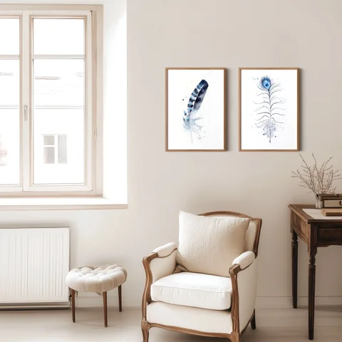 Image of a feather watercolor painting by Shayna Larsen, originals & prints available