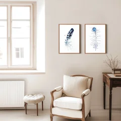 Image of a feather watercolor painting by Shayna Larsen, originals & prints available