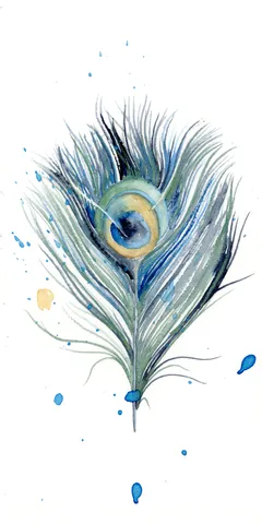 Image of a feather watercolor painting by Shayna Larsen, originals & prints available