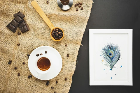 Image of a feather watercolor painting by Shayna Larsen, originals & prints available