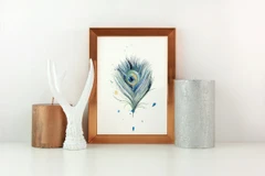 Image of a feather watercolor painting by Shayna Larsen, originals & prints available