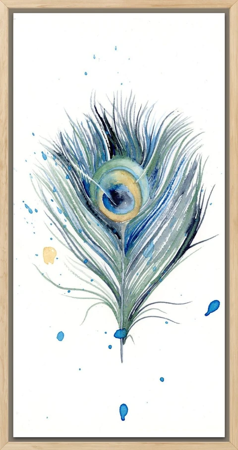 Image of a feather watercolor painting by Shayna Larsen, originals & prints available
