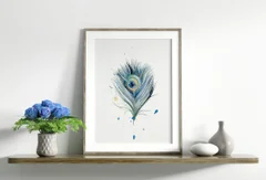 Image of a feather watercolor painting by Shayna Larsen, originals & prints available