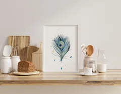 Image of a feather watercolor painting by Shayna Larsen, originals & prints available