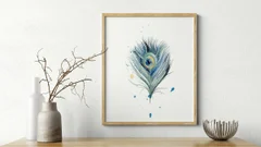 Image of a feather watercolor painting by Shayna Larsen, originals & prints available