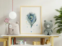 Image of a feather watercolor painting by Shayna Larsen, originals & prints available