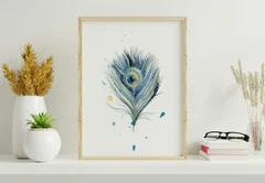 Image of a feather watercolor painting by Shayna Larsen, originals & prints available