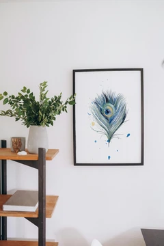 Image of a feather watercolor painting by Shayna Larsen, originals & prints available