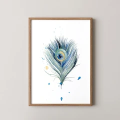 Image of a feather watercolor painting by Shayna Larsen, originals & prints available