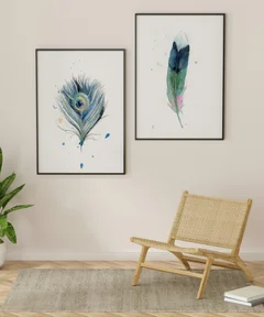 Image of a feather watercolor painting by Shayna Larsen, originals & prints available