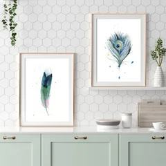 Image of a feather watercolor painting by Shayna Larsen, originals & prints available