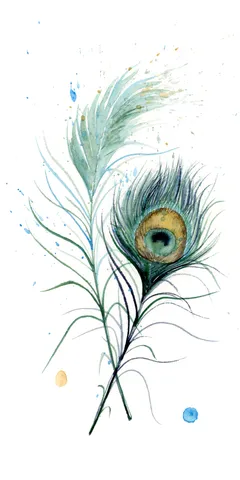 Image of a feather watercolor painting by Shayna Larsen, originals & prints available