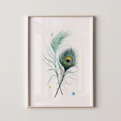 Image of a feather watercolor painting by Shayna Larsen, originals & prints available