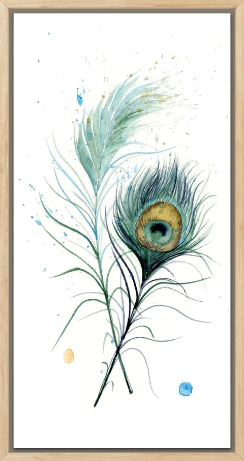 Image of a feather watercolor painting by Shayna Larsen, originals & prints available