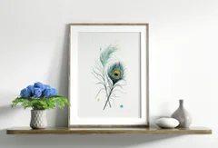 Image of a feather watercolor painting by Shayna Larsen, originals & prints available