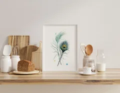 Image of a feather watercolor painting by Shayna Larsen, originals & prints available