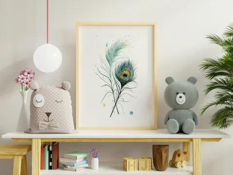 Image of a feather watercolor painting by Shayna Larsen, originals & prints available