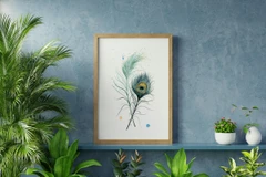 Image of a feather watercolor painting by Shayna Larsen, originals & prints available