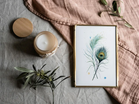 Image of a feather watercolor painting by Shayna Larsen, originals & prints available