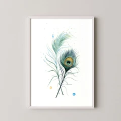 Image of a feather watercolor painting by Shayna Larsen, originals & prints available