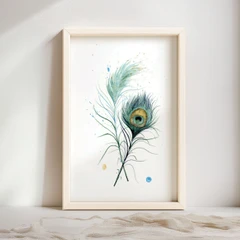 Image of a feather watercolor painting by Shayna Larsen, originals & prints available