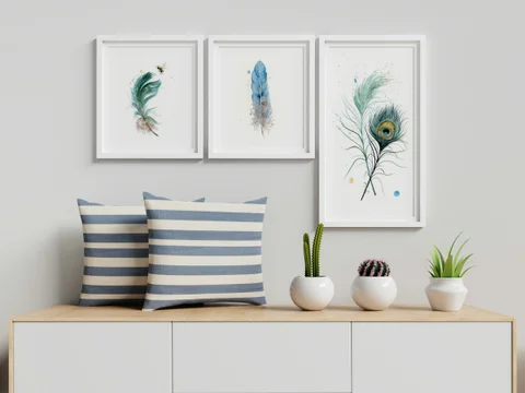 Image of a feather watercolor painting by Shayna Larsen, originals & prints available