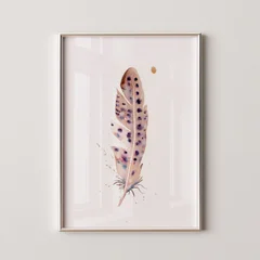 Image of a feather watercolor painting by Shayna Larsen, originals & prints available