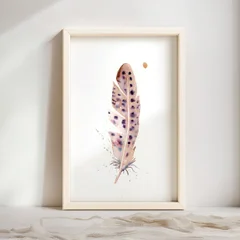 Image of a feather watercolor painting by Shayna Larsen, originals & prints available