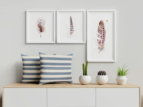 Image of a feather watercolor painting by Shayna Larsen, originals & prints available