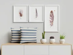 Image of a feather watercolor painting by Shayna Larsen, originals & prints available
