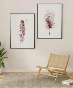 Image of a feather watercolor painting by Shayna Larsen, originals & prints available