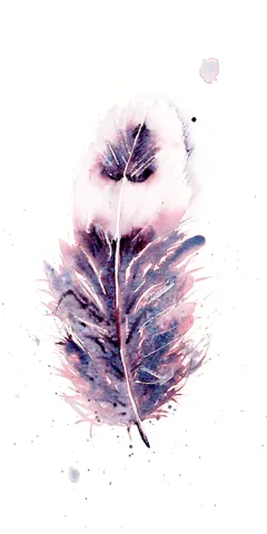 Image of a feather watercolor painting by Shayna Larsen, originals & prints available