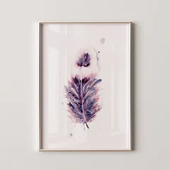 Image of a feather watercolor painting by Shayna Larsen, originals & prints available