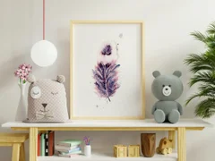 Image of a feather watercolor painting by Shayna Larsen, originals & prints available