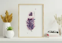 Image of a feather watercolor painting by Shayna Larsen, originals & prints available