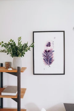 Image of a feather watercolor painting by Shayna Larsen, originals & prints available