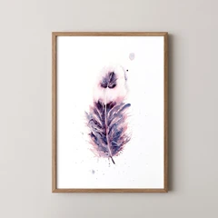 Image of a feather watercolor painting by Shayna Larsen, originals & prints available