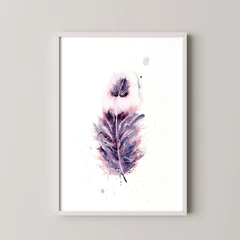 Image of a feather watercolor painting by Shayna Larsen, originals & prints available