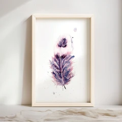 Image of a feather watercolor painting by Shayna Larsen, originals & prints available