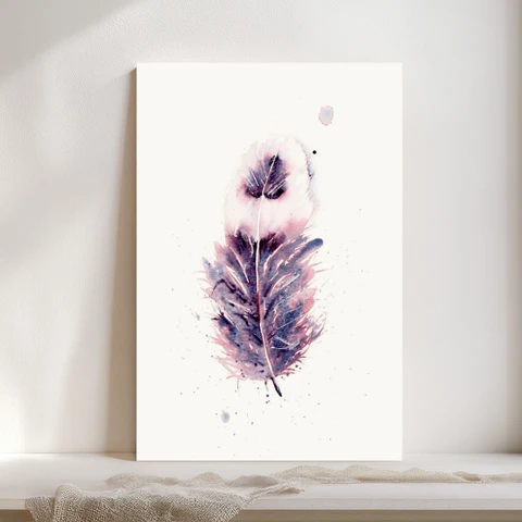 Image of a feather watercolor painting by Shayna Larsen, originals & prints available