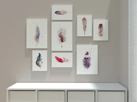 Image of a feather watercolor painting by Shayna Larsen, originals & prints available