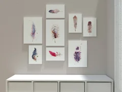 Image of a feather watercolor painting by Shayna Larsen, originals & prints available