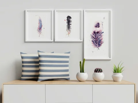 Image of a feather watercolor painting by Shayna Larsen, originals & prints available