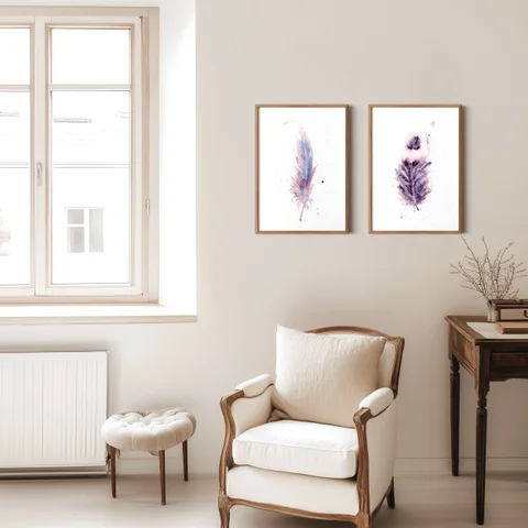 Image of a feather watercolor painting by Shayna Larsen, originals & prints available