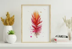 Image of a feather watercolor painting by Shayna Larsen, originals & prints available