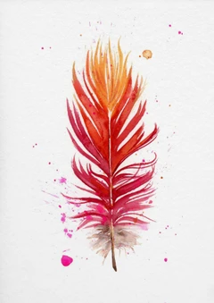 Image of a feather watercolor painting by Shayna Larsen, originals & prints available