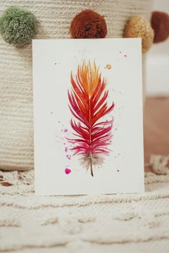 Image of a feather watercolor painting by Shayna Larsen, originals & prints available