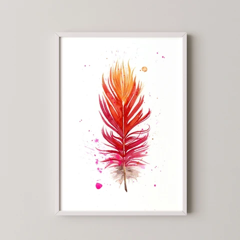 Image of a feather watercolor painting by Shayna Larsen, originals & prints available